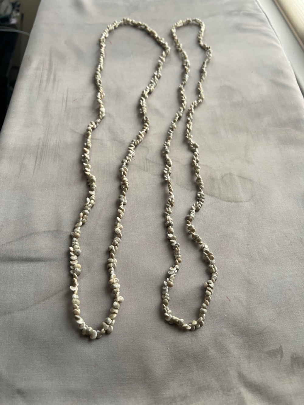 Natural Sea Shells Beige Knotted Bead Necklace Beach Inspired Set of 2